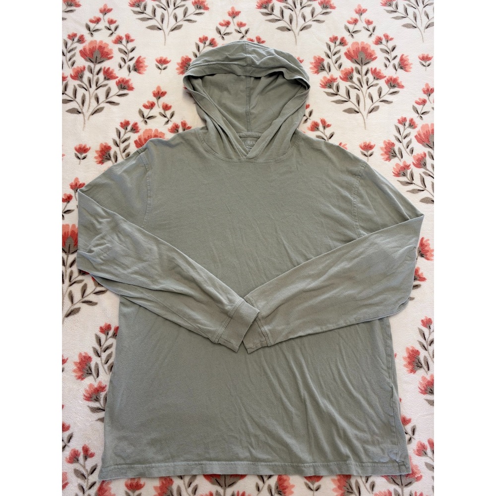 J.Crew Washed Hoodie Mens Medium Sage Green Re-Imagined Long Sleeve Tee